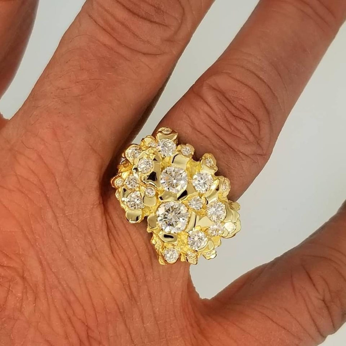 OOAK 18k Solid Gold handcrafted nugget ring with 27 Genuine Etsy