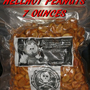 Carolina Reaper/ Moruga Scorpion/ Ghost Pepper Peanuts ~7 Ounce OF INFERNO nuts. California Blazing Chile Farms Super HOT Peanuts!