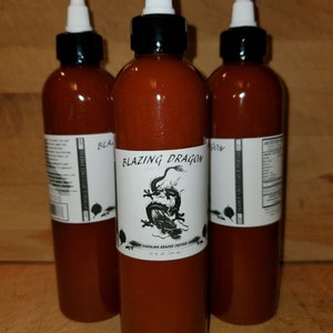 Organic Carolina Reaper Sriracha- Blazing Dragon- World's Hottest Pepper HP22B. Visiously HOT by California Blazing Chile Farms.