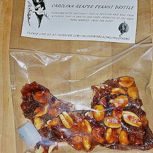 Carolina Reaper Peanut Brittle-World&#39;s Hottest Pepper makes a Devastating snack! Organically cultivated peppers forges hellhot goodies