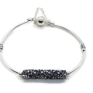 Magnetverschluss Sterling Silber Swarovski Black & Chrome Rock Schlauch mit Sterling Schlauch