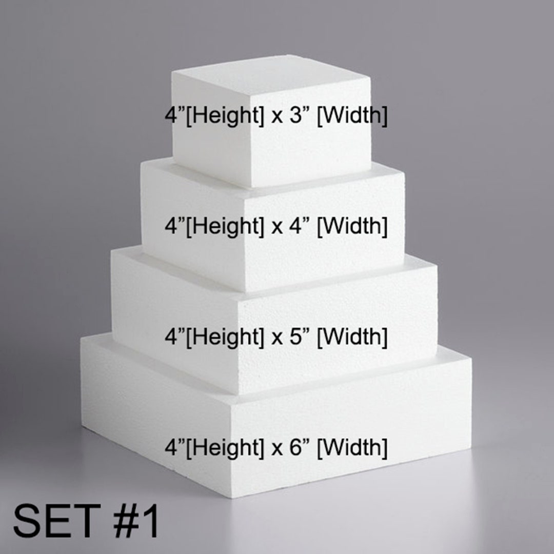 4 Inch Thick Square Dummy Cake Sets Different Combinations Etsy