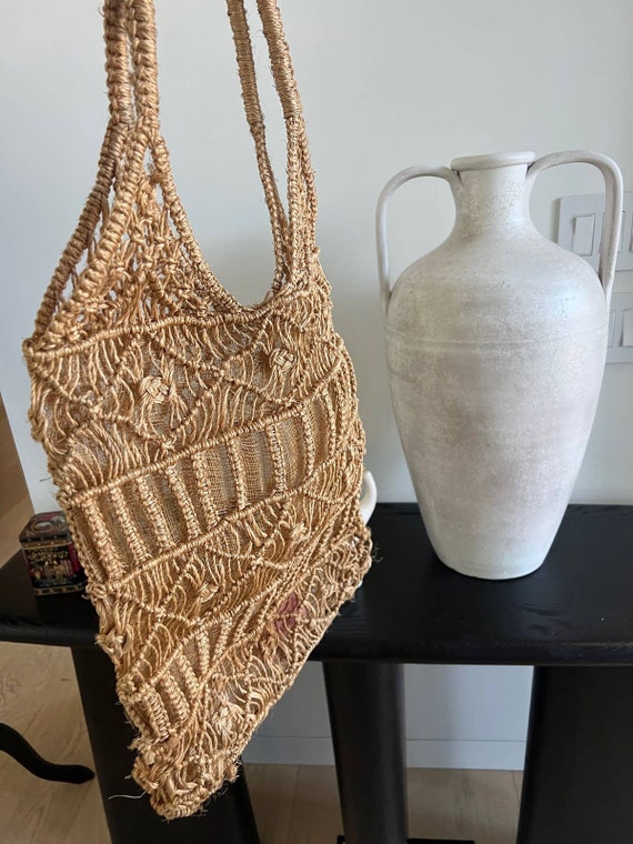 Vintage macramé Woven Bag 1960s 1970s, Tote, Shop… - image 4