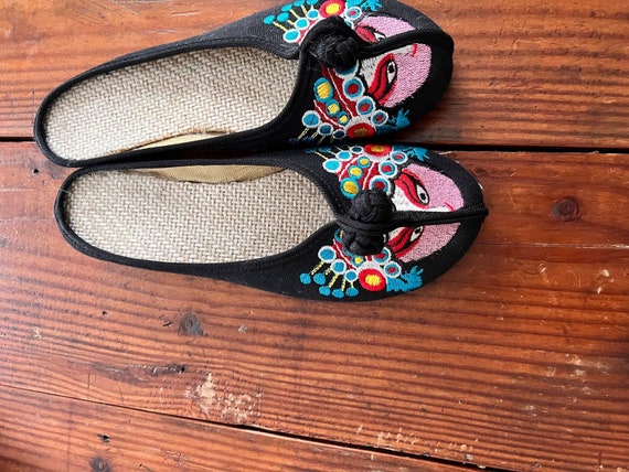 Embroidered slip on shoes, Face, Black, size 7 - image 3