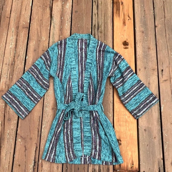 Cardigan, 1960s 70s Long Belted sweater, Woven Bo… - image 6