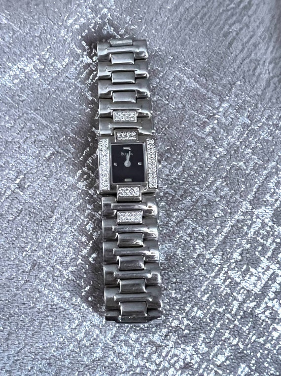 Vintage Bulova Y2k Watch, Stainless Steel Diamond 