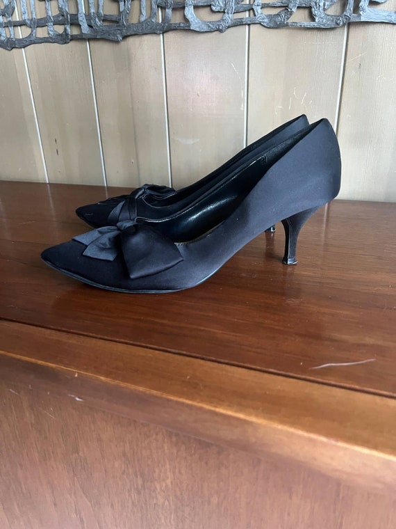 Vintage 80s 90s Heels, Bow, Black, Pumps, Retro, … - image 3