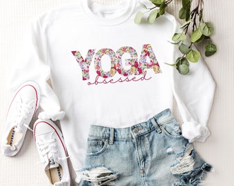 Yoga Gildan Sweatshirt, Yoga Pullover, Yoga Pullover, Alltags Sweatshirt, entspanntes Sweatshirt, Floral Yoga Shirt, ästhetischer Lebensstil