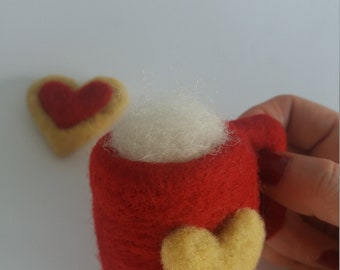 Accesorios fotográficos para recién nacidos de lana merino con fieltro de aguja: Galletas y leche