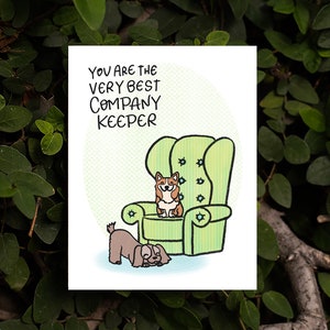 Die Karte ist nur für den Filofax Personal "Just-because Karte, Freundschaftskarte, ""Cute Dogs"" Corgis, Cocker, Spaniel, Cozy Armchair Bark Woof."