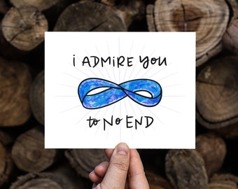 I Admire You to No End | Clever Love Valentine Anniversary Card Biology Mobius Möbius Strip Topology Euclidian Geometry Math Geek