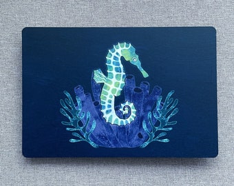 Seafriend Postcard/Mini Print | Illustrated Seahorse Under the Sea Marine Biology Coral Reef Whimsy Sea Creature Sea Life Underwater