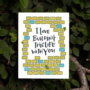 Building This Life with You Card | Cute I Love You Building a Life Together Bricks Anniversary Engagement Valentine Partnership Marriage