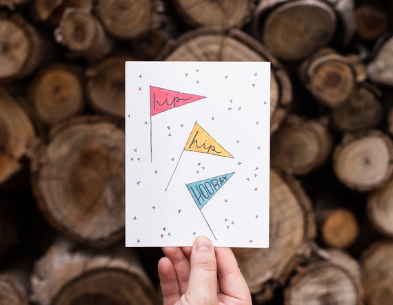 Carte Danniversaire Hip Hip Hooray Fr Joyeux Anniversaire Etsy