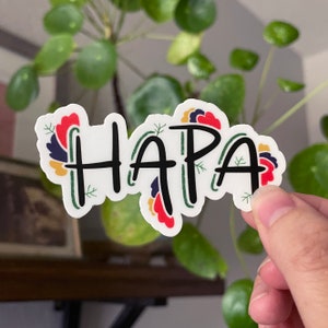 Hapa Liebe Aufkleber | Gestanzter Vinyl-Aufkleber Kawaii Hapa Pride Aufkleber Niedlicher handbeschrifteter AAPI-Freude multirassische Hapa-Identität Hafu Nikkei