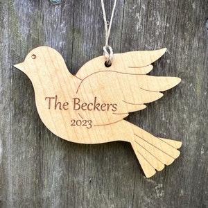 Dove Ornament: Personalized Christmas Ornament, Family Ornament, Peace Ornament, Bird Ornament