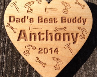 Dad's Best Buddy Heart Magnet: Personalized Fathers Day Gift