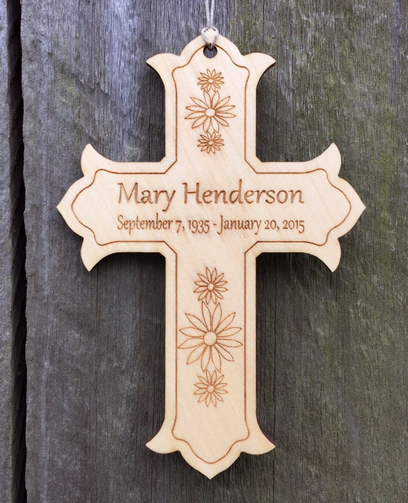 Engraved Flower Cross Personalized Sympathy / Memorial Etsy