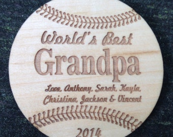 World's Best Grandpa Baseball Magnet: Personalized Gift for Grandpa