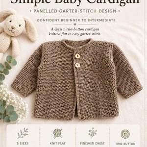 Patrón sencillo para tejer un cárdigan de bebé / Patrón fácil para suéter de bebé / Cárdigan de bebé en punto bobo / Patrón para principiantes