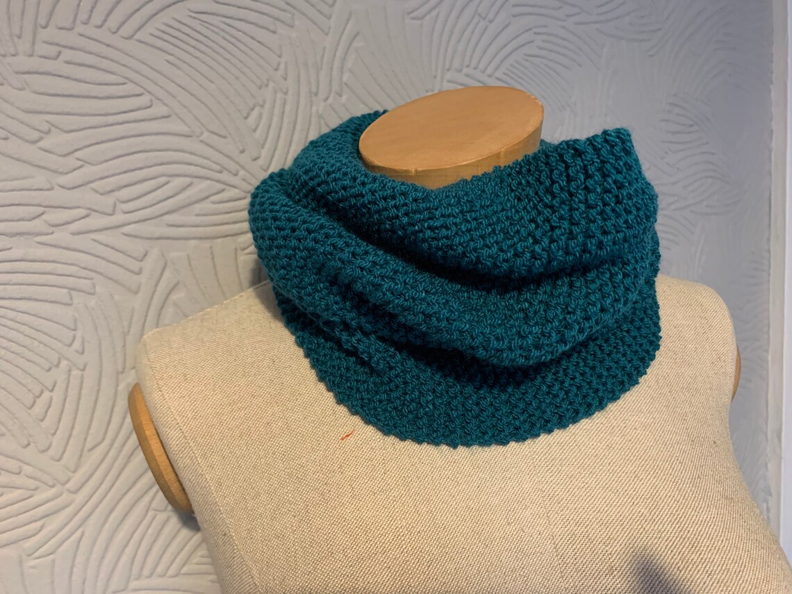 Knitted snood teal wool Etsy
