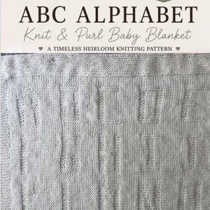 Einfache Strickanleitung für eine Babydecke mit ABC-Alphabet | Strick- und Linksmuster, Erbstück-Design (Digitaler Download)