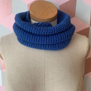 knitted snood lapis blue wool