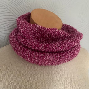 knitted snood candy floss pink wool