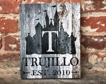 Disney Inspired Wedding Gift, Custom Monogram Canvas, Personalized Sign, Family Decor, Birthday, Wedding Or Anniversary Present