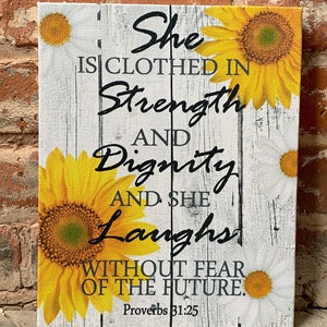 Proverbs Bible Verse Inspirational Wall Canvas She is - Etsy