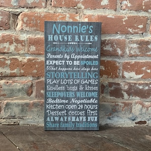 Grandparent Valentine Gift, House Rules, Awesome Present, Grandma, Nana, Granny, Custom Canvas, Personalized Best Seller, Names/Nicknames
