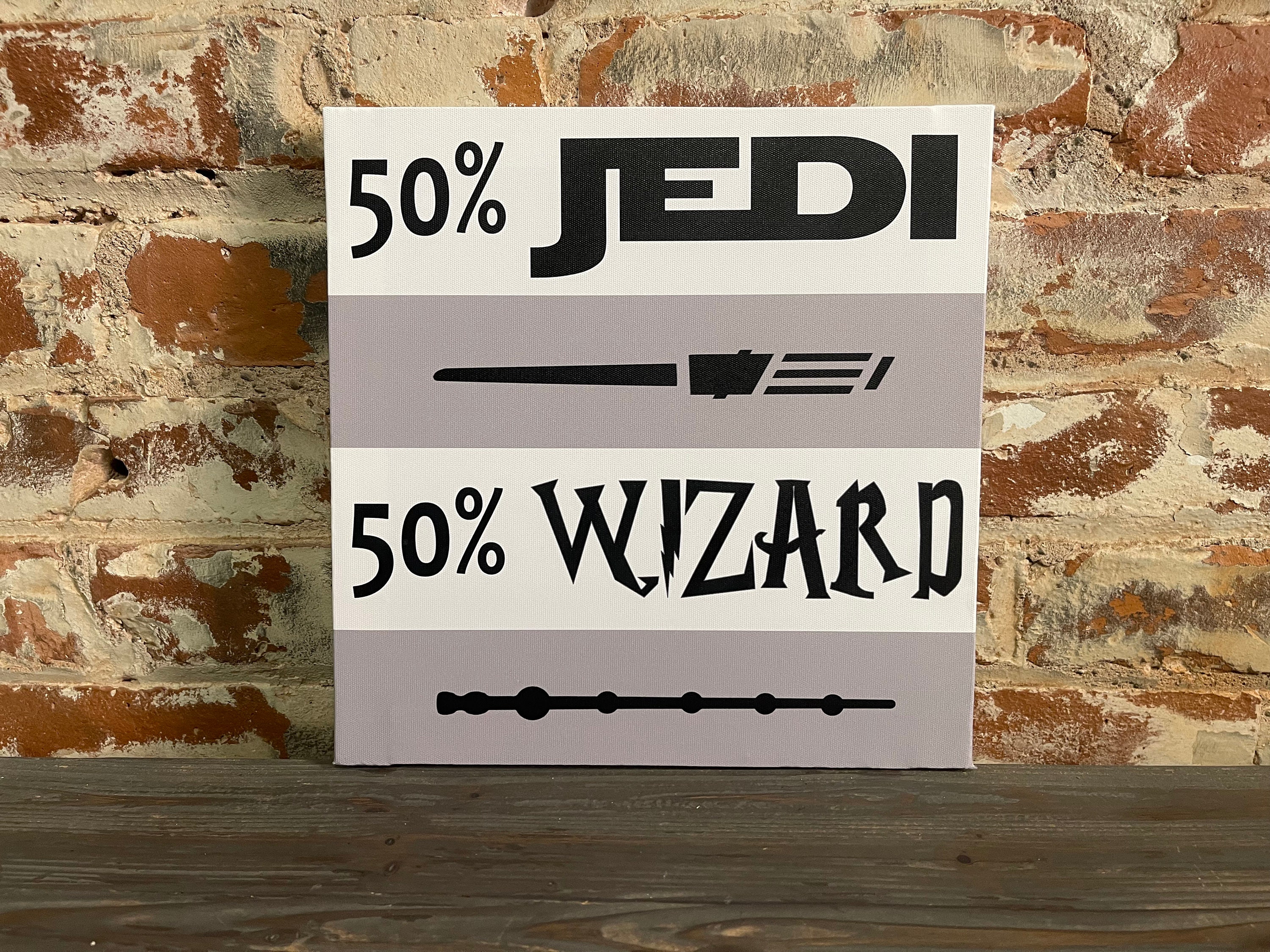 50% Wizard/Jedi, Valentine Gift, Custom Wall Decor, Canvas, Best, Star Wars and Harry Potter Fans, Wand, Light Saber, Personalize for FREE