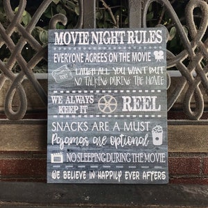 Personalized Movie Night Rules Canvas: Home Theater Decor