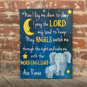 Lord&#39;s Prayer, Nursery Decor, Now I Lay Me Down To Sleep, Personalized, Sweet Lullaby, Baby Shower Gift, Handcrafted Canvas