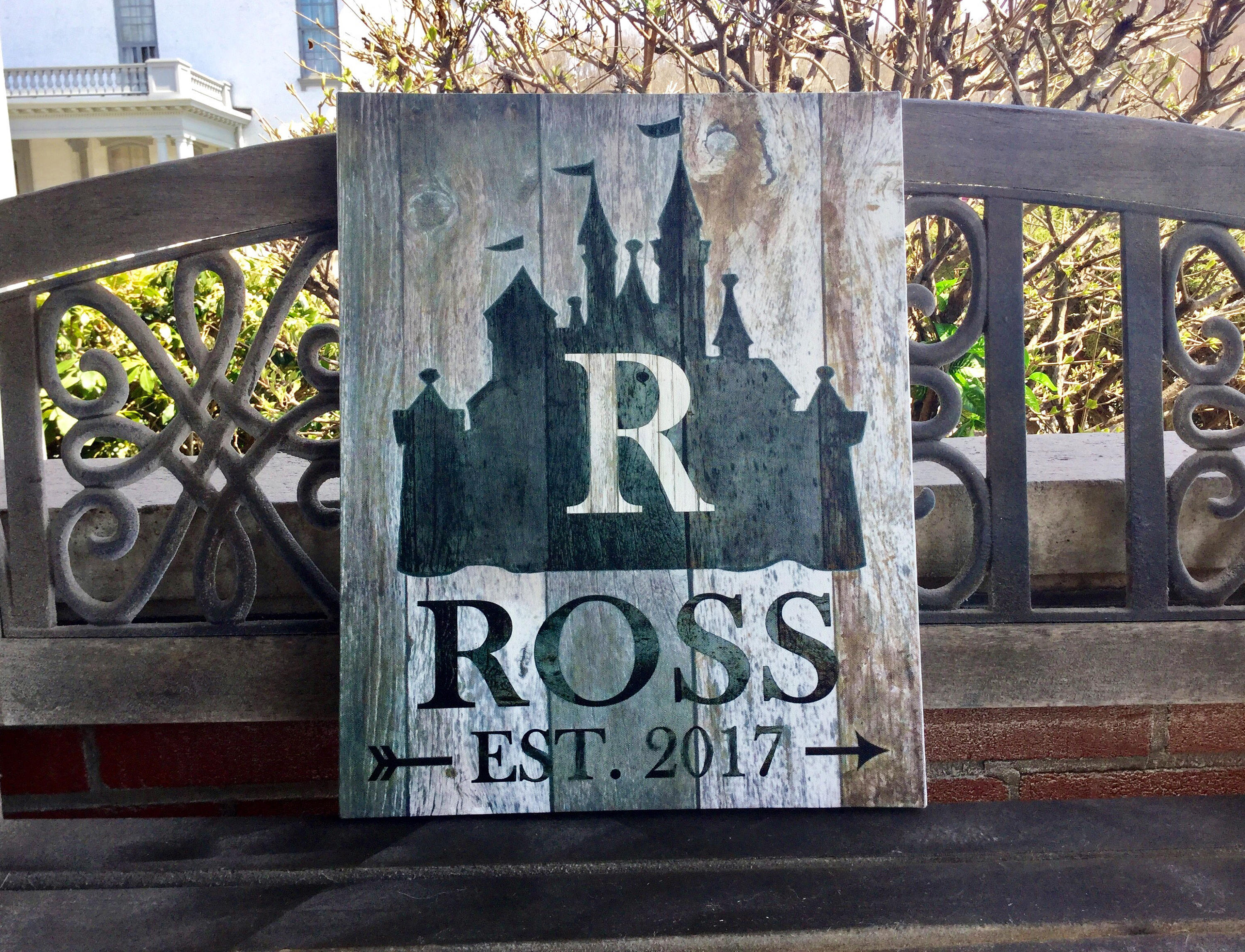 Disney Inspired Wedding Gift, Custom Monogram Canvas, Personalized Sign ...