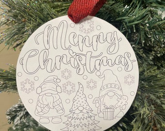 Christmas Coloring Ornament, DIY, Personalized, GREAT for Kids, Art Therapy for the Holidays