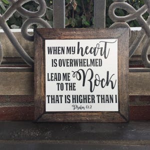 Bible Verse Decor, Perfect Handcrafted  Present, Lead Me to the Rock That Is Higher Than I, Scripture Canvas, Psalm 61:2, Spiritual Gift