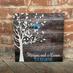 Love Birds, Personalized Wedding Gift, Custom Welcome Canvas, Ceremony, Farmhouse Style, Anniversary or Bridal, Established, Best Selling