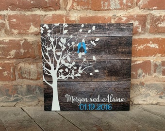 Love Birds, Personalized Wedding Gift, Custom Welcome Canvas, Ceremony, Farmhouse Style, Anniversary Present, Established, Mr. and Mrs.