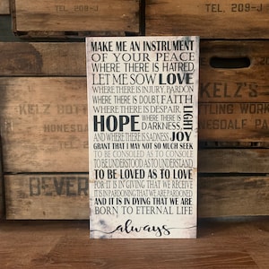 St. Francis Prayer For Peace, Handcrafted Spiritual Wall Decor, Custom Canvas, Inspirational, Recovery, Lord make Me An Instrument, Asissi