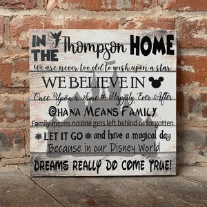 Disney Inspired Wedding Gift, Magical Home Decor, Custom Canvas, Castle, House Rules, Personalized, Anniversary Present