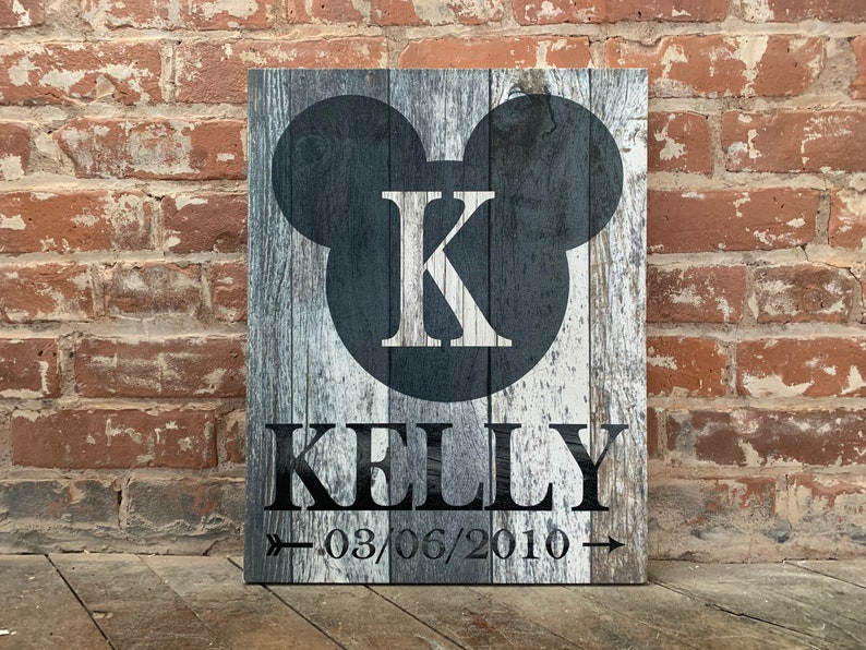 Disney Themed Canvas Mickey Personalized Canvas Rustic Etsy