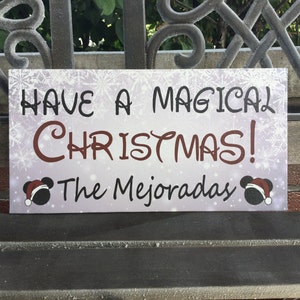 Personalized Disney Themed Sign Magical Holiday, Disney Handcrafted Gift or Decor Handcrafted Canvas, Four Sizes, Three Colors, Two Styles image 1