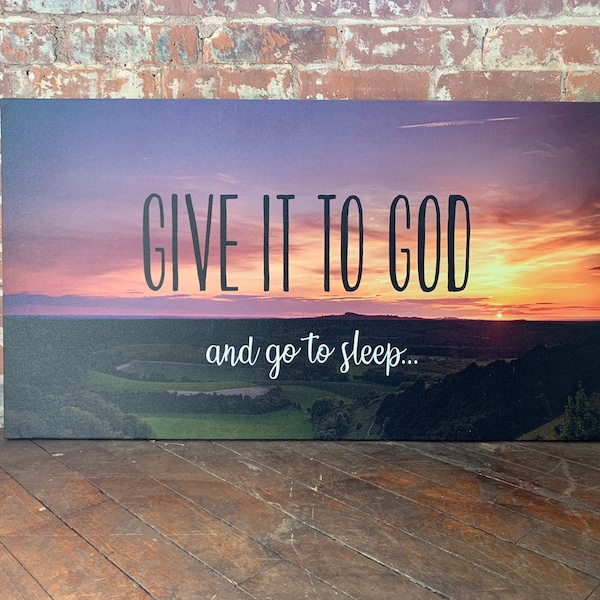 Religiöses Blechschild „Give It To God And Go To Sleep“ – 30x15 Cm, Vintage-Deko