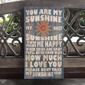 You Are My Sunshine Nursery Decor: Distressed Blue Custom Canvas