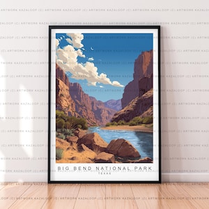 Big Bend National Park Texas Unframed Illustration Art Print Desert Canyon Big Bend National Park Texas Poster