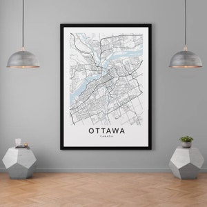 Ottawa Canada City Map Print Minimalist Home Map Poster Wall Decor