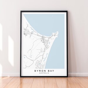 Poster con mappa di Byron Bay, decorazione minimalista per la casa, poster con mappa di Byron Bay, Australia, decorazione da parete
