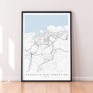 Donostia-San Sebastian Karte Spanien Druck Minimalist Donostia-San Sebastian Spanien Stadt Karte Poster Wand Dekor