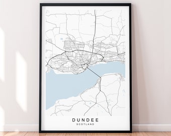 Dundee City England Map Print Poster Minimalist Home Decor Dundee Scotland UK Map Poster Wall Art Decor